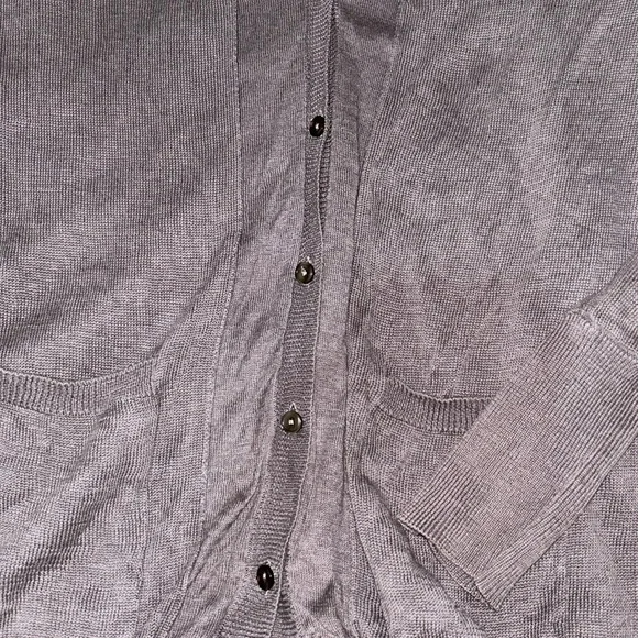 Maje Cardigan Cotton Linen Blend Women's S Small Sweater Gray Grey Deep V Neck